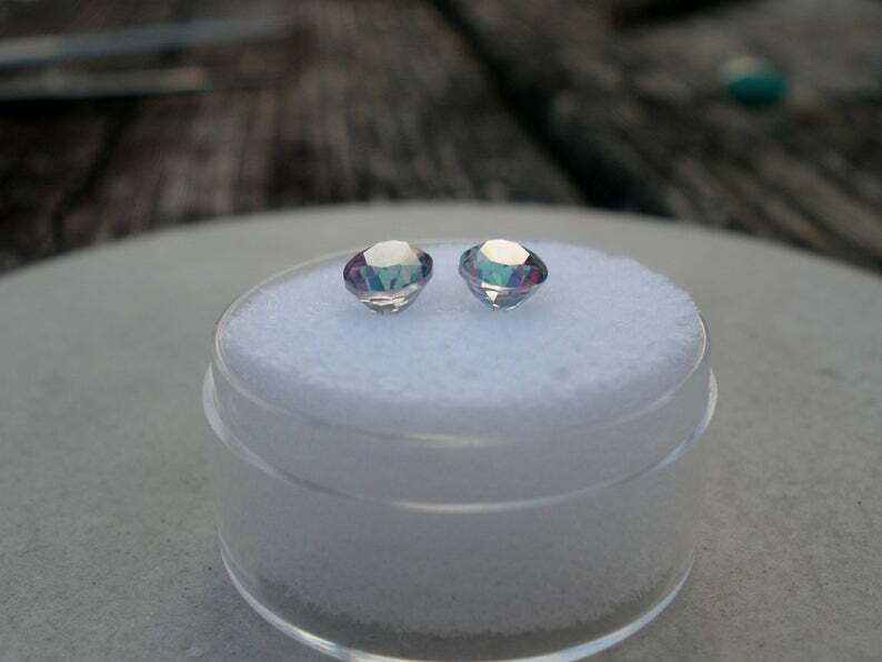 Rainbow Mystic Topaz Oval Loose Faceted Natural Gem Pair 8x6mm