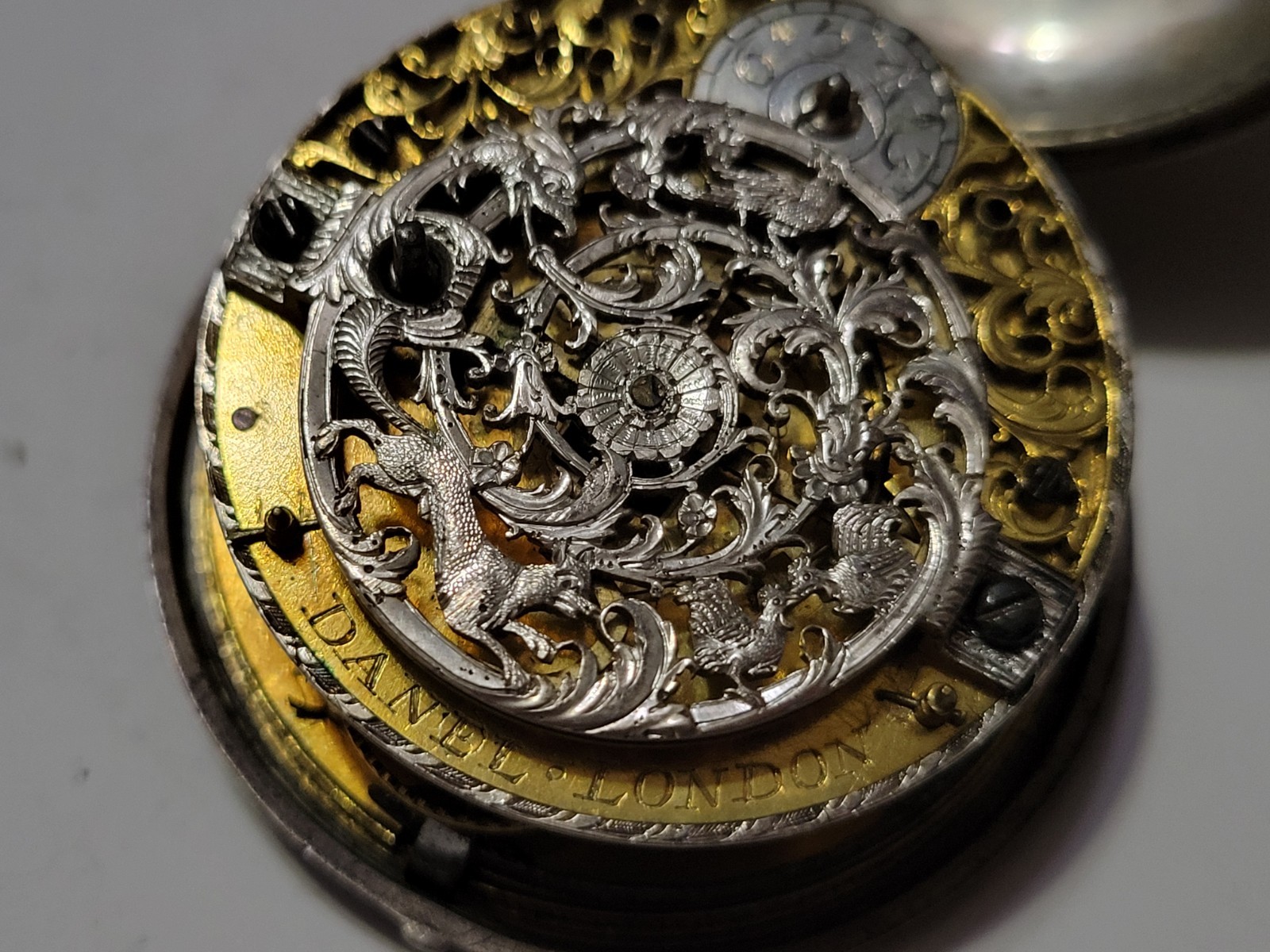 Antique Rare 1710 English Verge Fusee Pocket Watch Silver Pair Cased Calendar