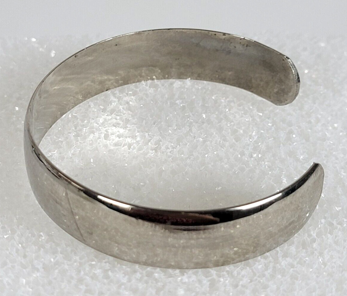 Vintage Silver Plated Smooth Open Cuff Bracelet 7″ Sizable