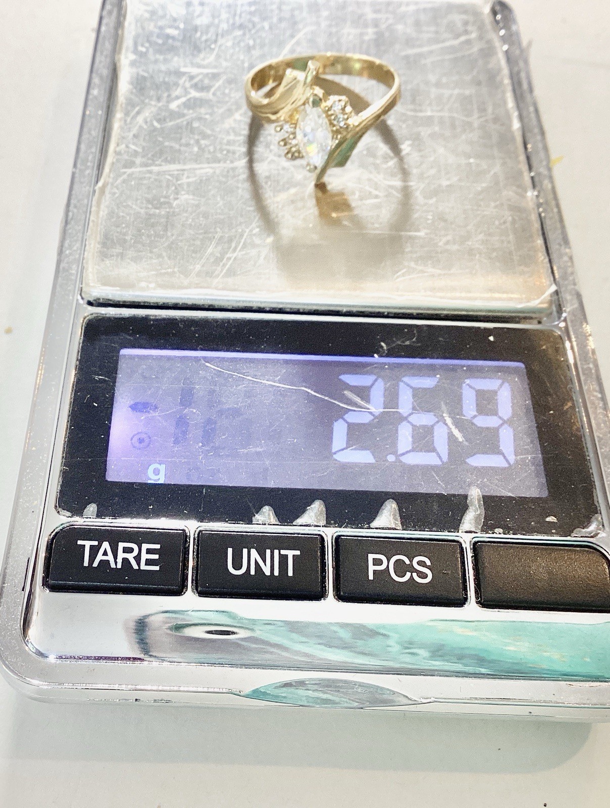 10 KT Yellow Gold Real Stamped Marquise April Birthstone Diamond, ring SZ 8.25