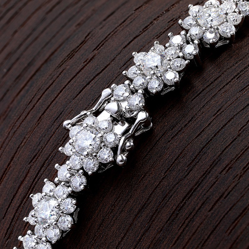D VVS1 Full Moissanite Cluster Flower Tennis Necklace 925 Sterling Silver Choker