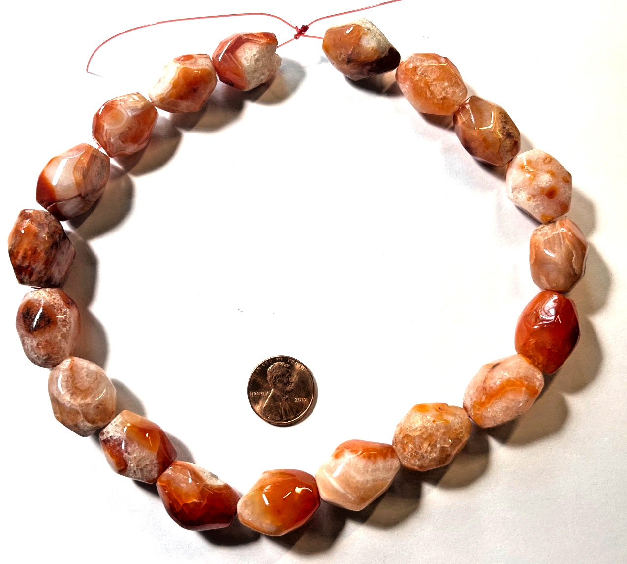 ONE 15 “STRAND NATURAL CHALCEDONY FACETED NUGGETS 20X15 MM BELOW WHOLESALE!!!