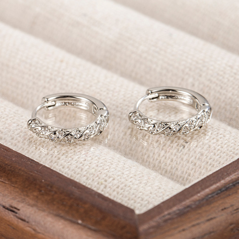 6/8/10mm 925 Sterling Silver CZ Huggie Hoop Small Earrings Women Girl 2Pcs I82