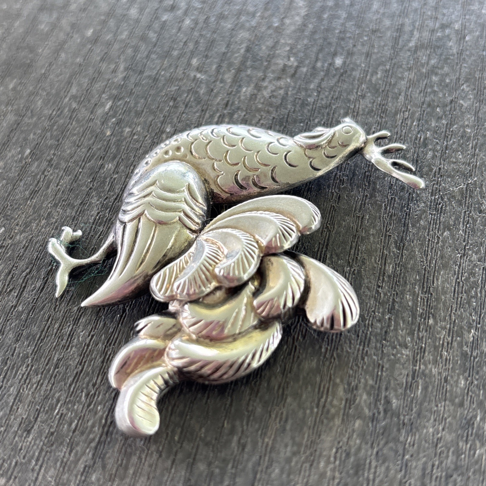 Sterling Silver Large Rooster Pin Brooch Marked Lang 10.6 Grams 2.25” x 2”