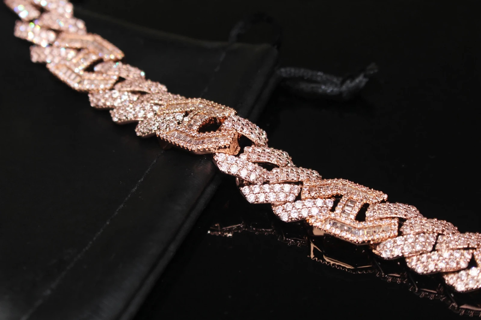 14k STAMPED 14mm FIGARUCCI Rose Gold Chain 80.7ct Lab Sim VVS1 Diamond 241g+