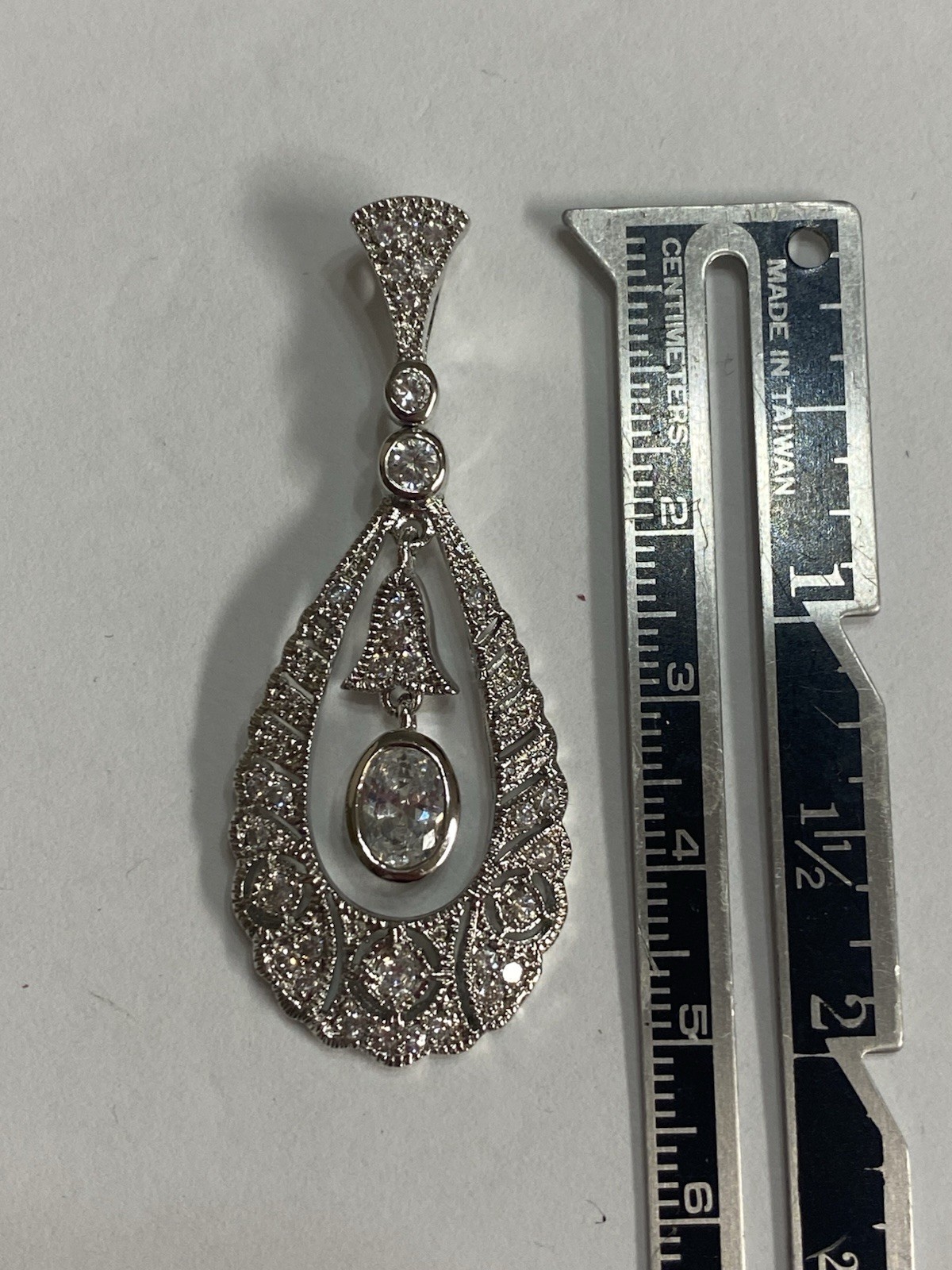 Women’s Teardrop Shape CZ 925 Silver Pendant Only