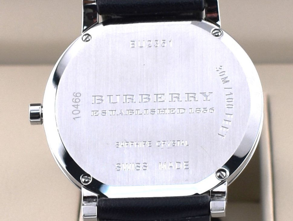 Burberry BU2351 Slim Men’s Watch 40mm Swiss Quartz Black Leather Auth