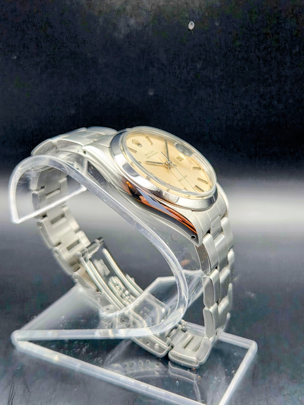 Rolex 34MM Oysterdate Precision SS Silver Stick Dial Men’s Watch 6694