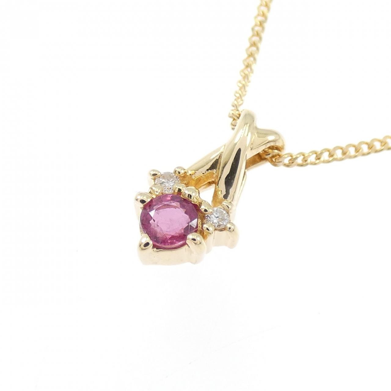 Authentic 18K Yellow Gold Ruby Necklace #230-000-293-8676