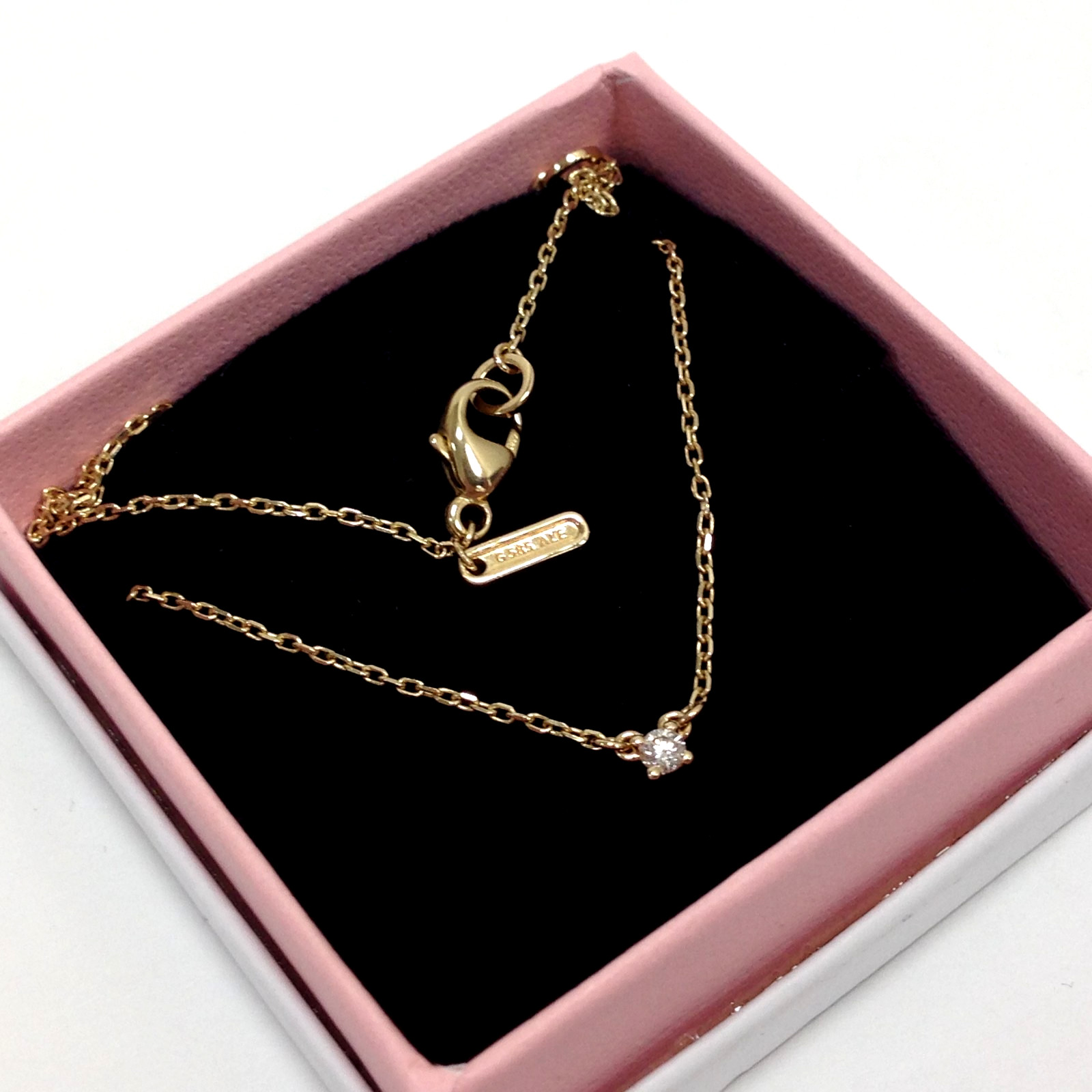 Pandora Era 14K Yellow Gold 0.05 ct Lab Grown Diamond Solitaire Necklace Adj.