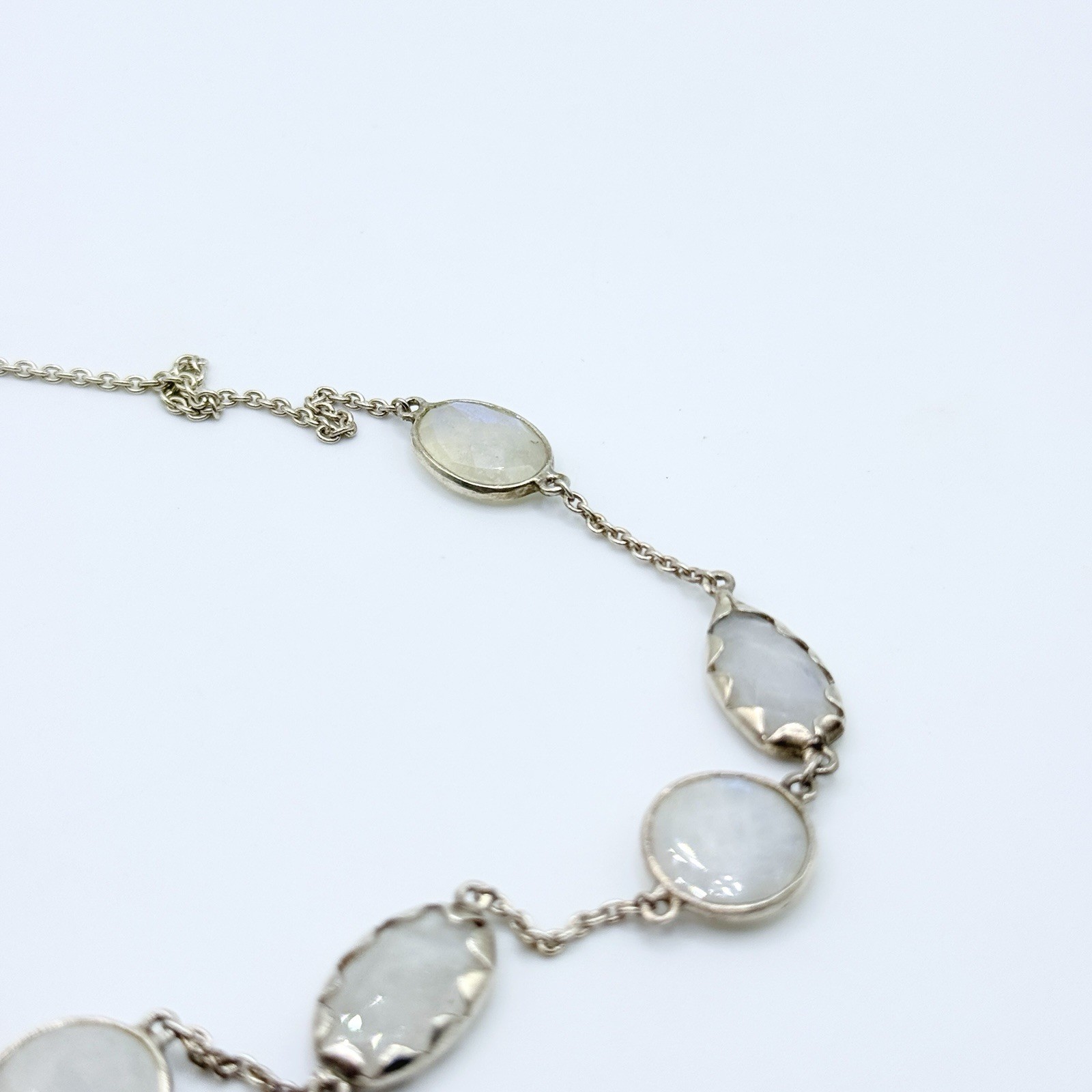 Retired Silpada Sterling Silver OVER THE MOON Moonstone Station Necklace N2914