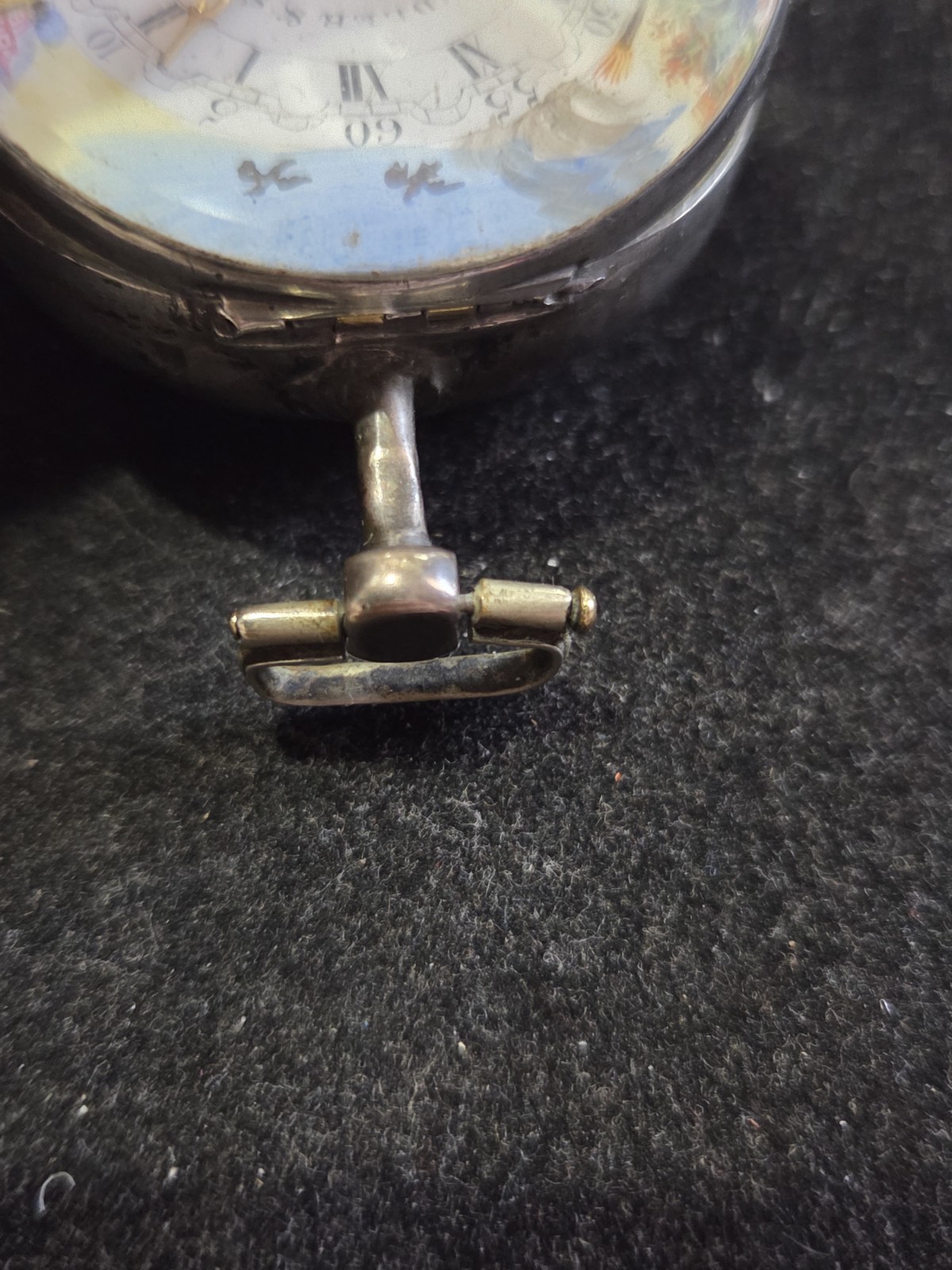 BRITISH VERGE FUSEE POCKET WATCH ENAMEL HUNTING SCENE 47MM CASE CHANDLER LONDON