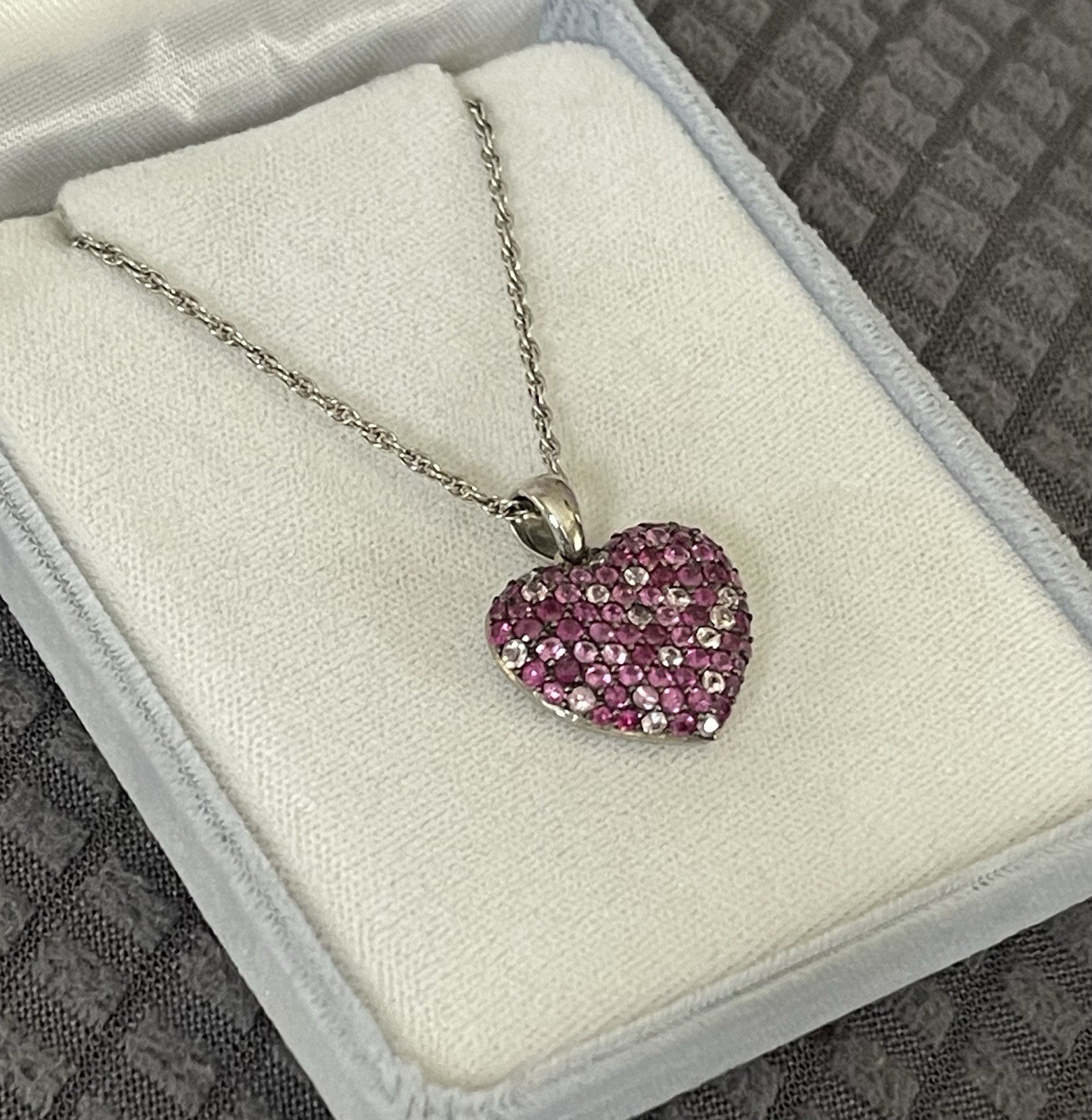 Effy 925 Sterling Silver Ombré Ruby & Pink Sapphire Heart Splash Pendant 18”