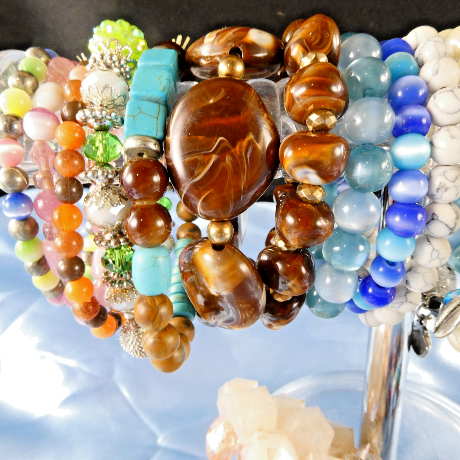 Lot of 20 Stretch Bracelets Expansion Colorful Fun to Wear Beaded Fits All Sizes