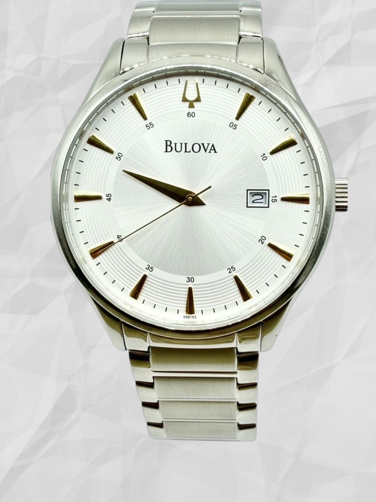 Bulova Men’s Classic Quartz Watch 96B185 40mm Stainless Silver Dial/Gold Indices