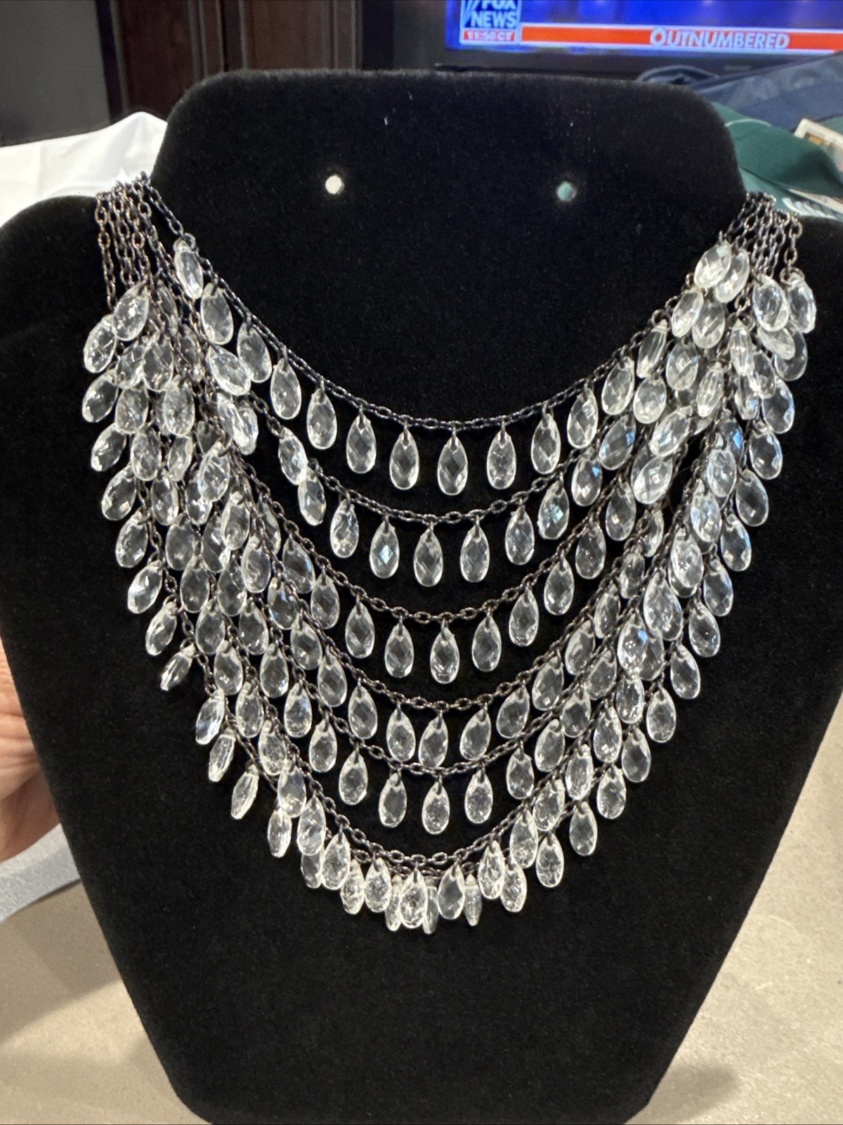 LYDELL NYC Multi Layered ACRYLIC STATEMENT NECKLACE. 7 strands