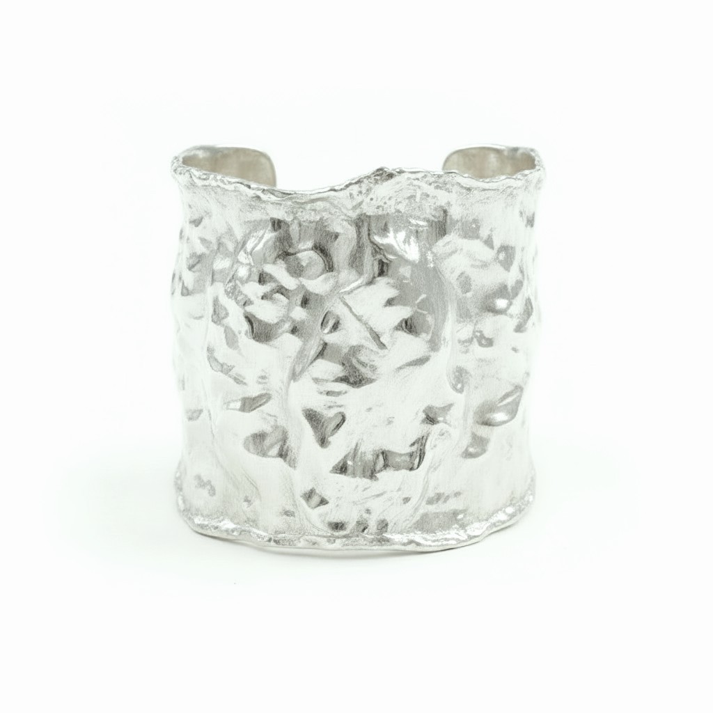 Hammered CUSTOM Organic Solid 999 Silver Bracelet Cff 80g Wide 75mm ALL Sizes