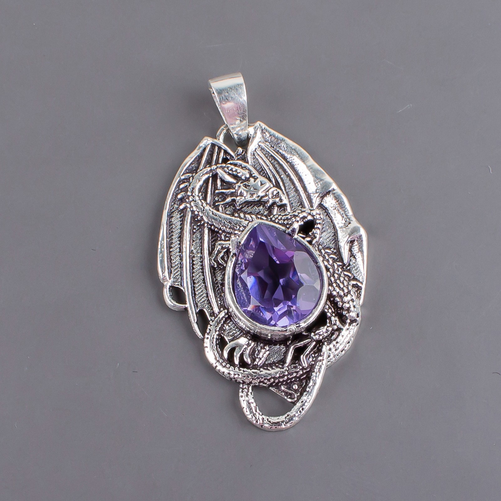 Blue Iolite Gemstone 925 Sterling Silver Pendant Handmade Jewelry Gift For Her