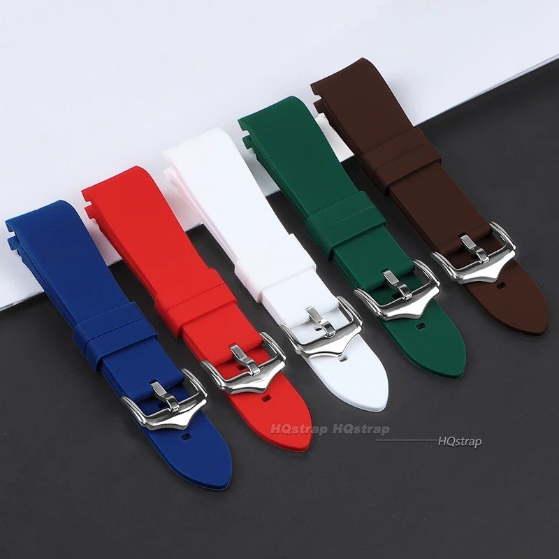 Curved End Silicone Bracelet Rubber Watch Band Strap Butterfly Clasp 18-24mm