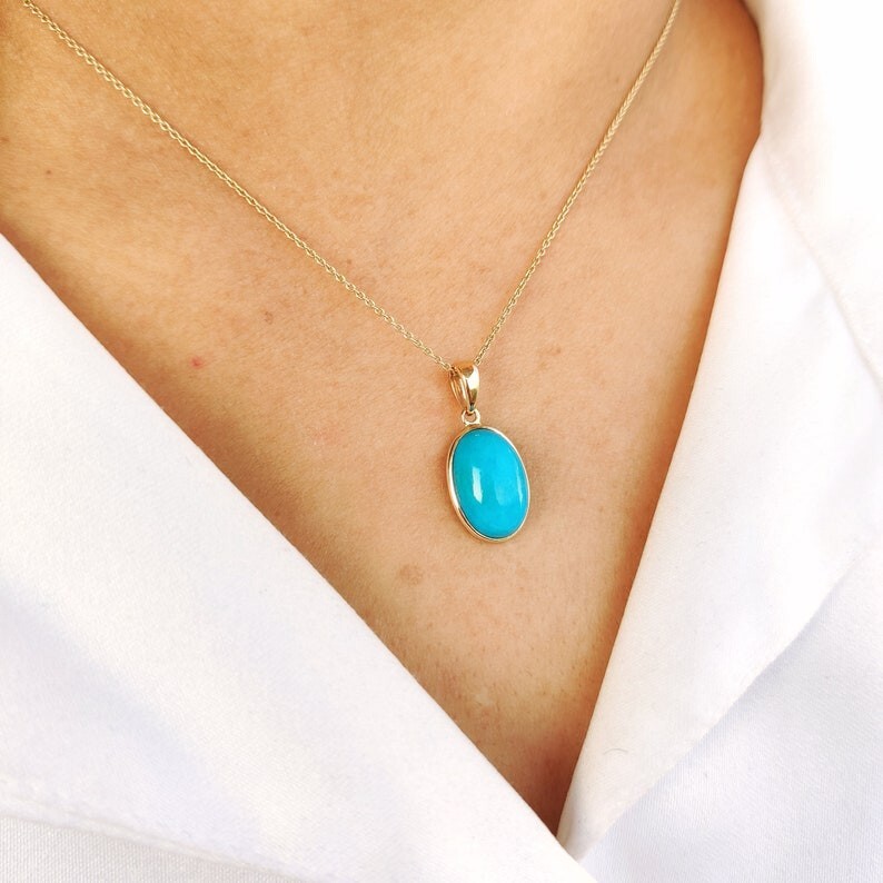 Gold Plated Sleeping Beauty Turquoise Pendant, Turquoise Sterling Silver Pendant