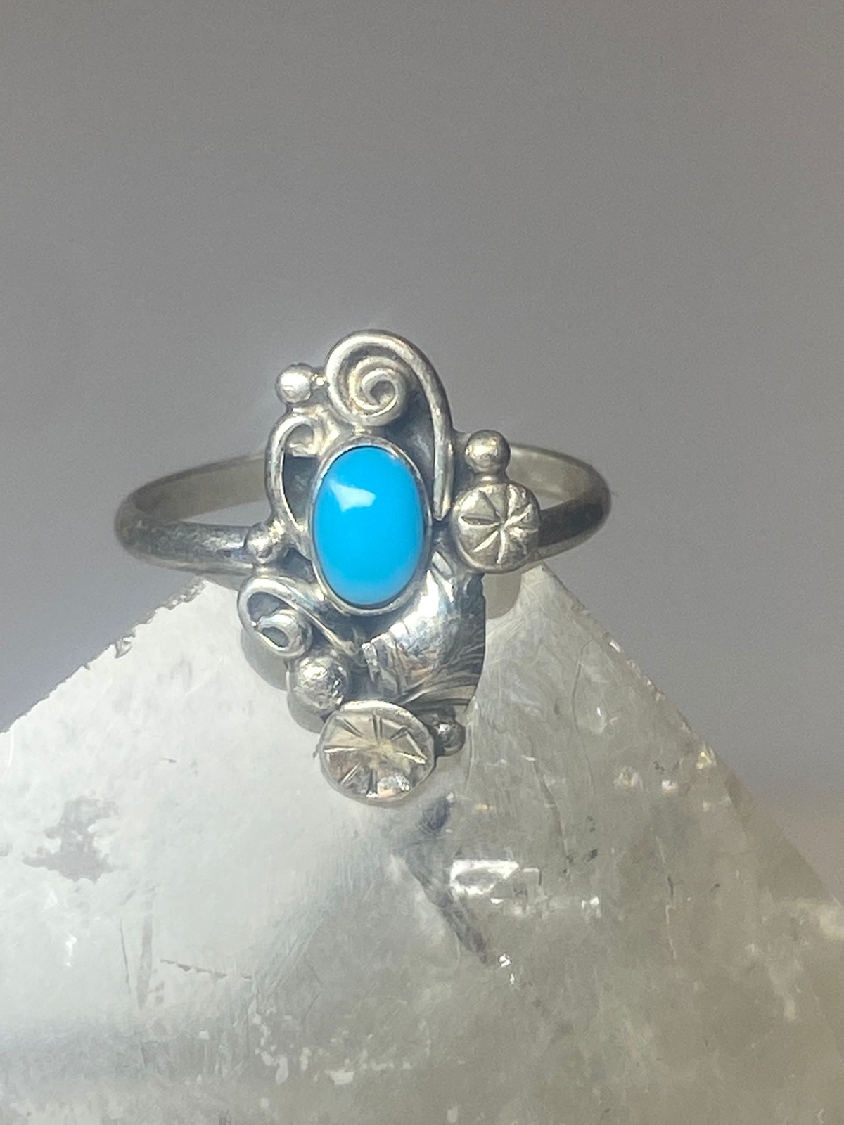 Turquoise ring southwest pinky floral leaves blossom baby children women girls