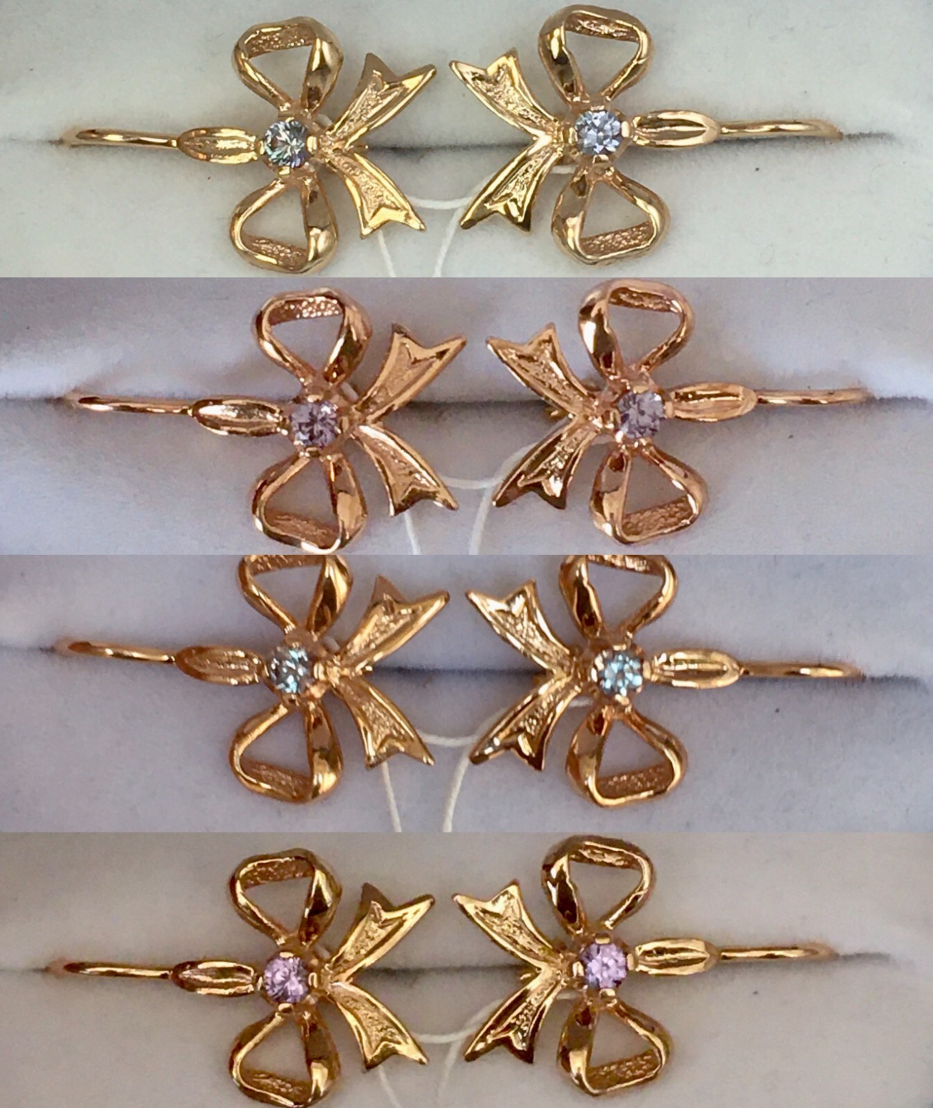 USSR Vintage Original Alexandrite (lab. made) Rose Gold Earrings 583 14K 4.02 g