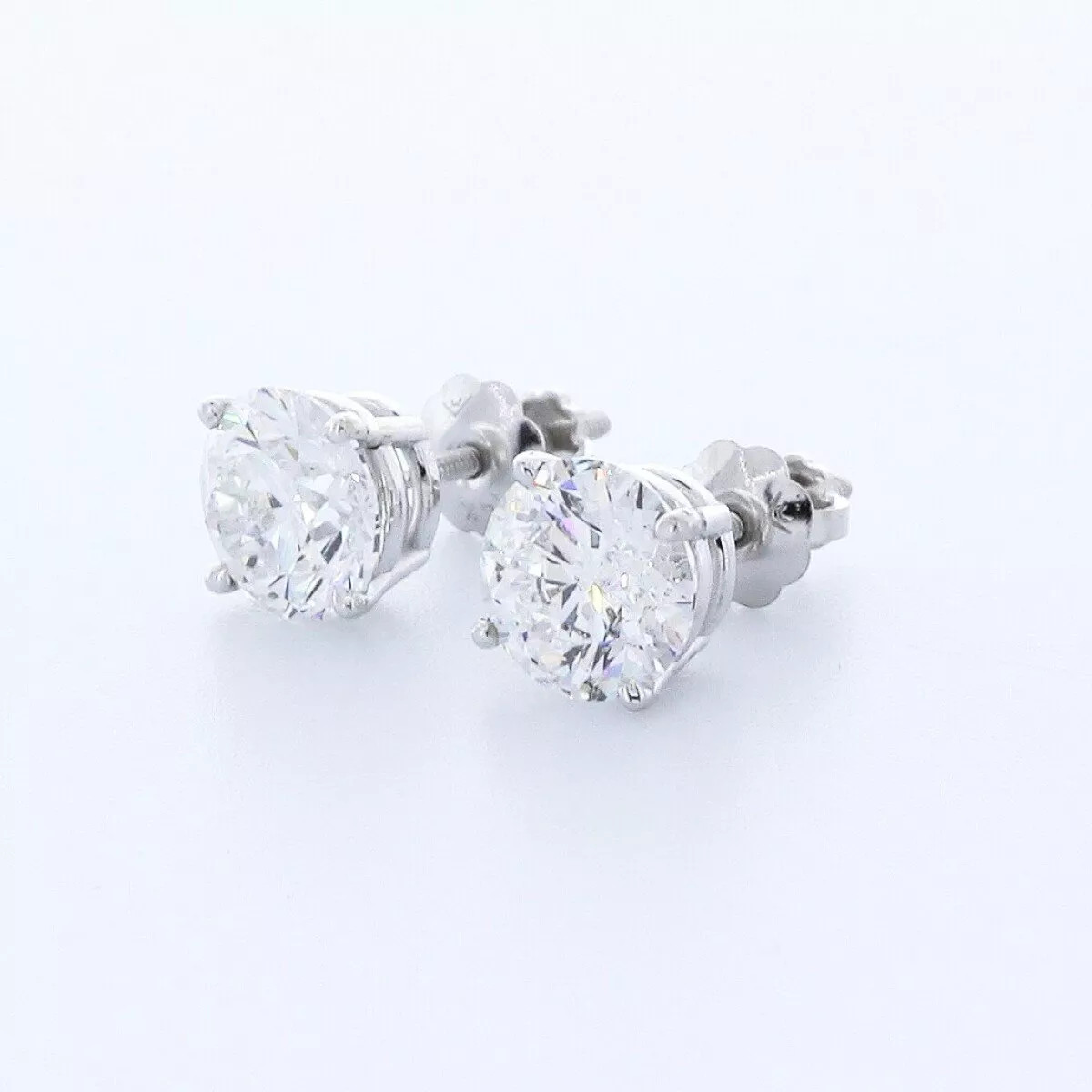 Stud Earrings Solid 14K White Gold Classic 1.01 CT Round Natural Diamond F SI1