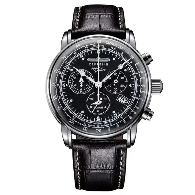 Men Luxury Business Casual Watch Leather Strap Airship Style Quartz Wristwatch
