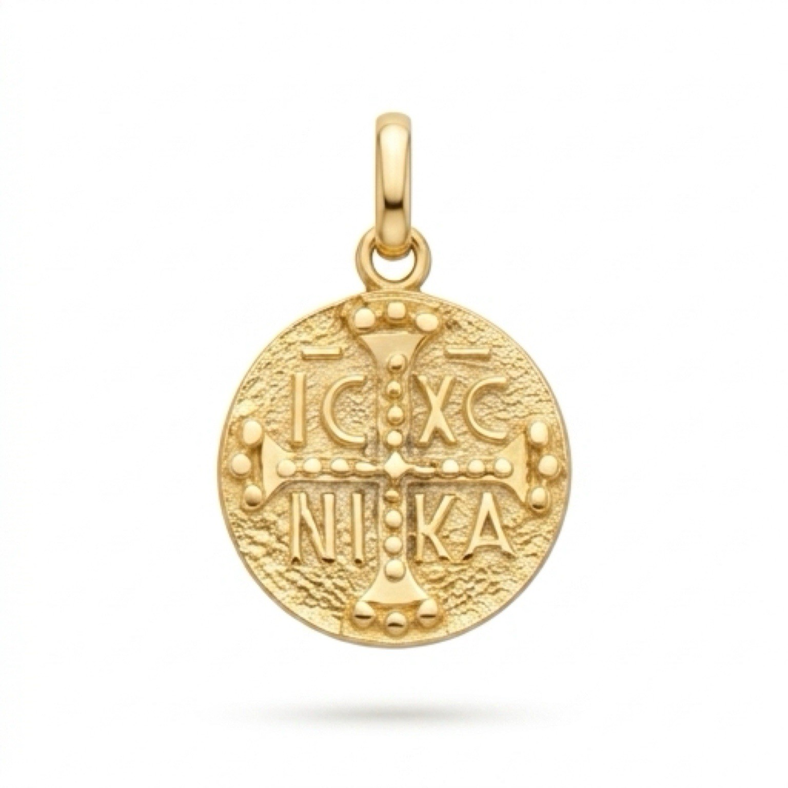 14ct 14K Yellow Gold ICXC NIKA Constantine Coin Pendant 19mm 3.34 Grams. New