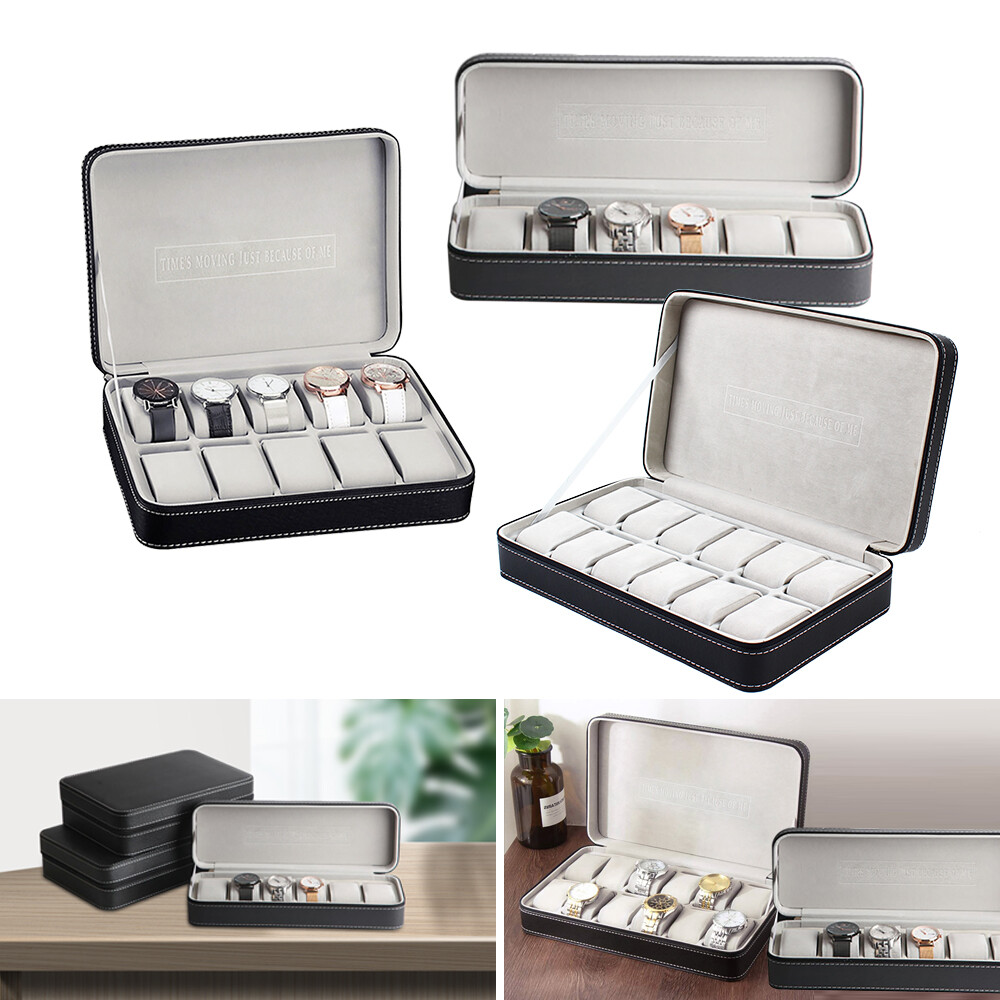 Watch 6/10/12 Slots Jewelry Storage Box Portable Travel Zipper Case Boxes SALE