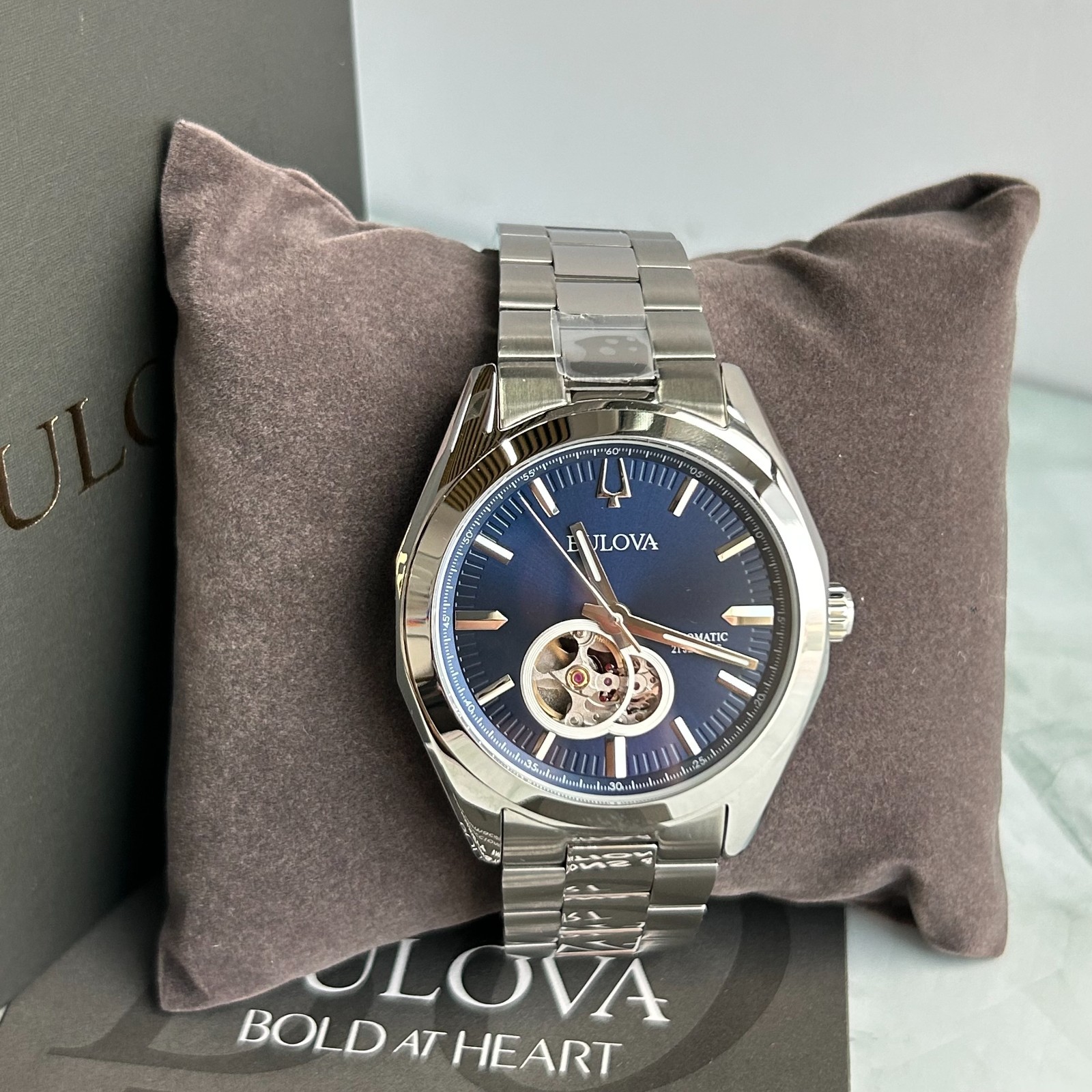 Bulova Surveyor Blue Dial Stainless Steel Strap Men’s 96A275 Automatic Watch