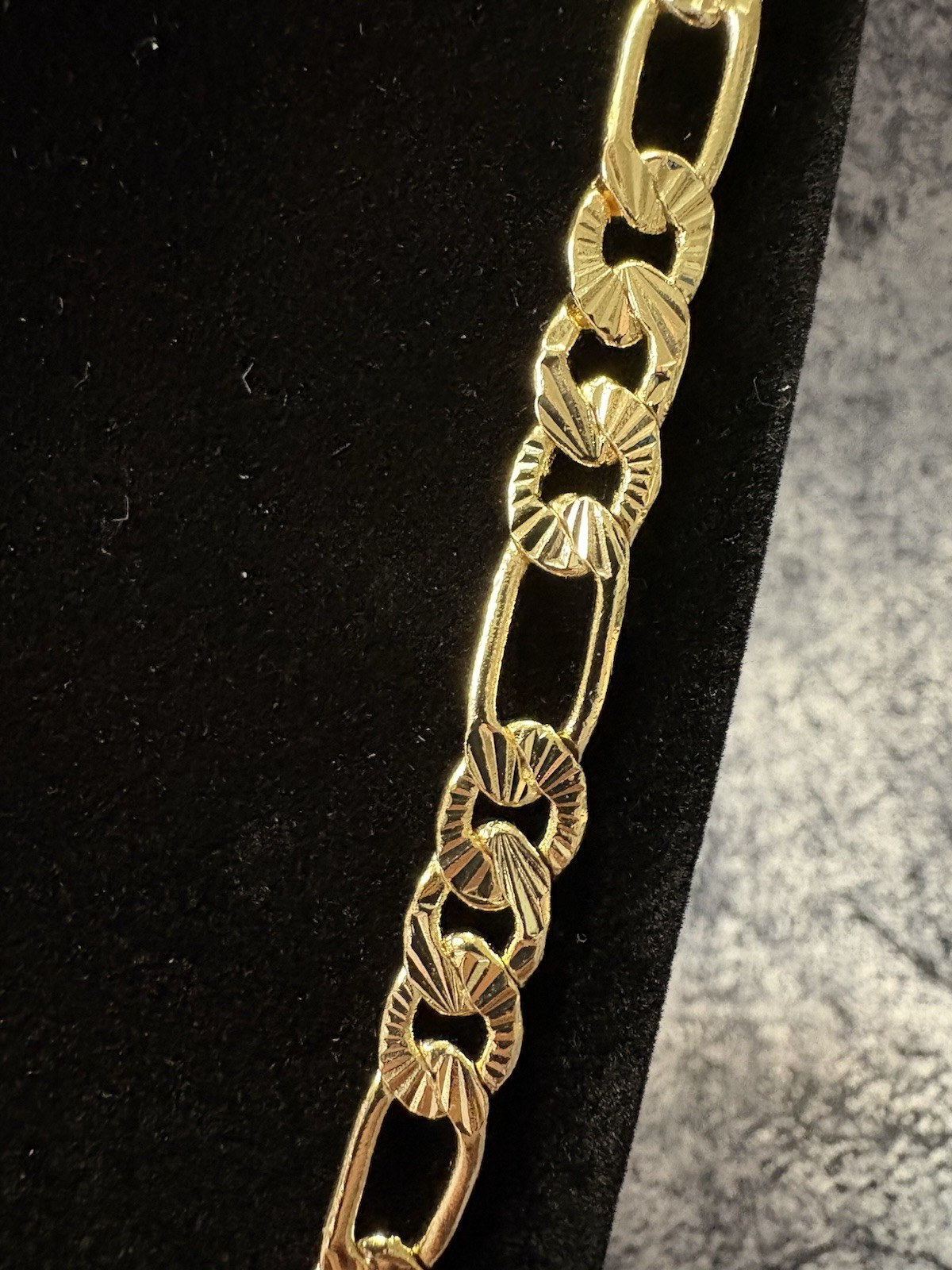 14K Gold Filled Figaro Link Chain Necklace 24”, 8mm Diamond Cut Long Link Unisex