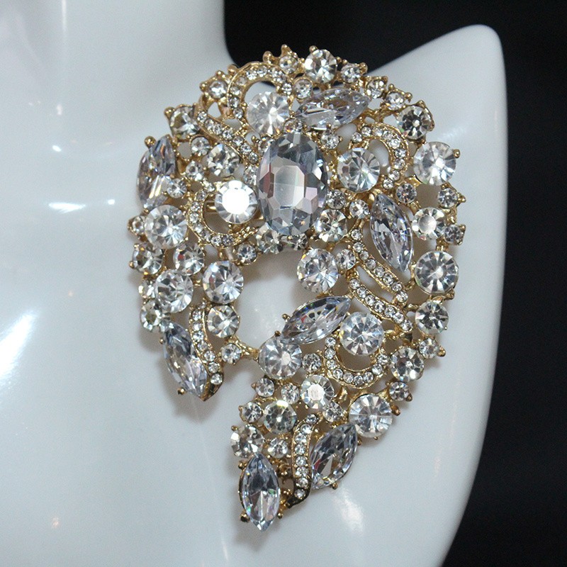 New Alloy Rhinestone Brooch Pin for Bridal Wedding Jewelry Clothing Accessories
