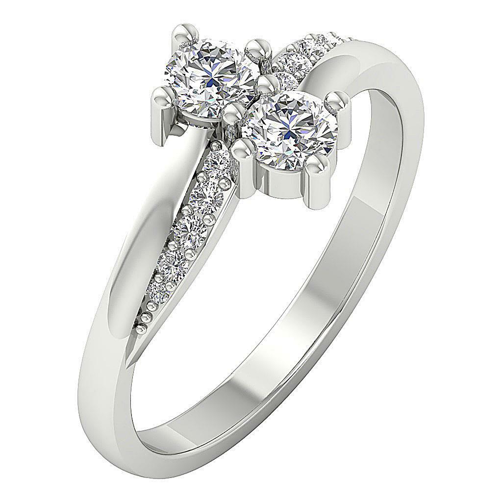 Forever Us Two Stone Ring I1 G 0.70 Carat Natural Round Cut Diamond 14K Gold