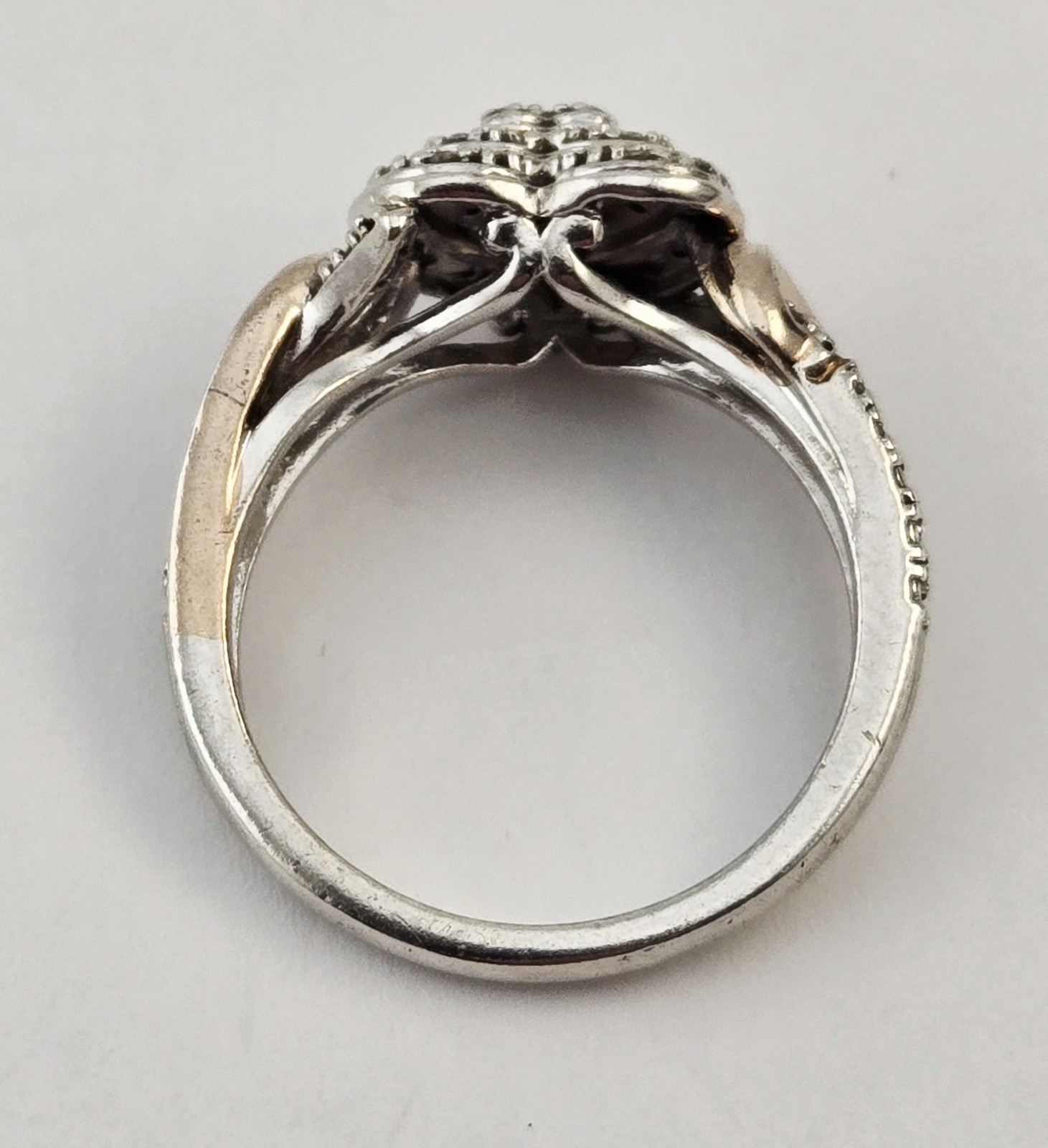 Vintage Sterling Silver & Natural Diamonds Heart Promise Ring Size 7 – 4.0g