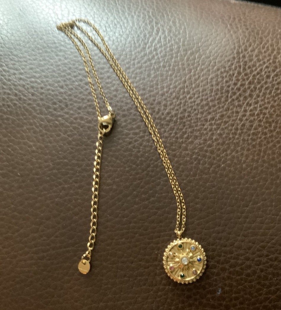 Anthropologie Gold Sunburst Necklace Medallion Celestial Sun Athena Boho Mandala