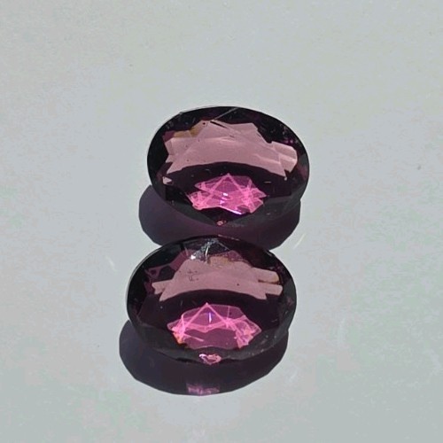 Natural Amethyst Matched Pair Oval Faceted 13x14mm 2ct Estate Original Label