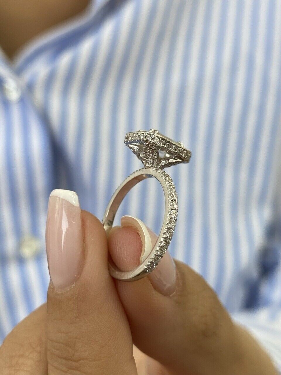 14k White Gold Proposal Ring 1.50Ct Certified Emerald Cut Lab Grown Diamond/CVD