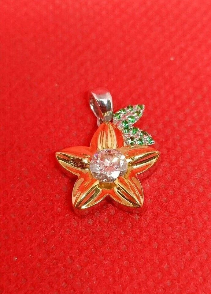 Paopu Fruit Pendant Necklace 1ct Simulated Diamond Two Tone Gold Plated
