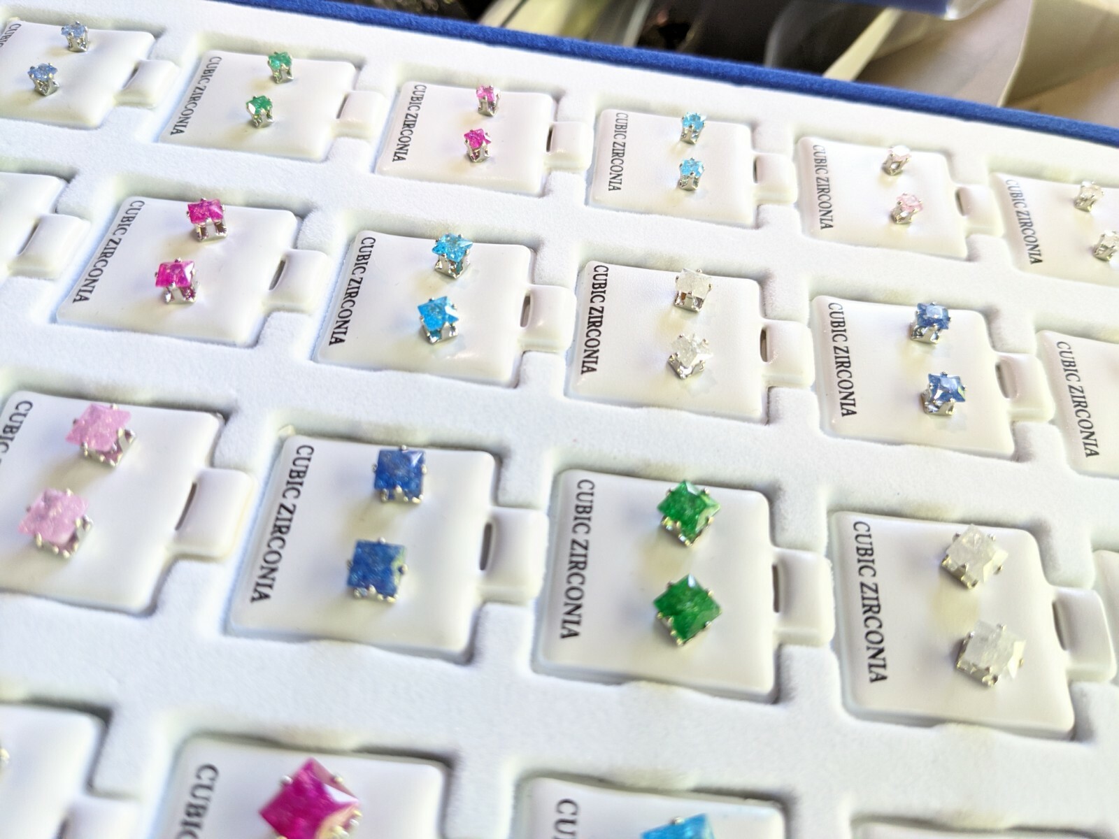 Wholesale 36pcs Cubic Stainless Steel Square CZ Earrings Studs Colors Jewelry