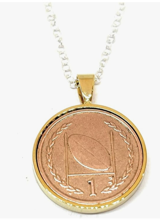 Unknown Pendant Rugby Coin Gift Idea With Sterling Silver 18in Ch GLD