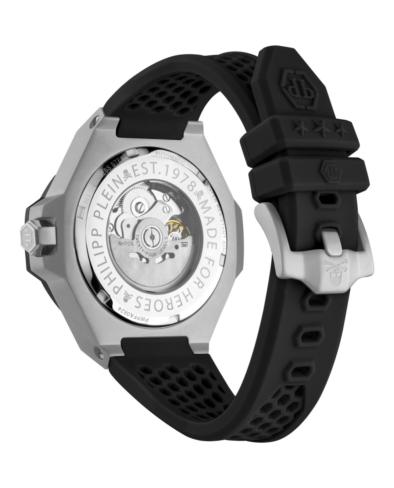 Philipp Plein Mens Stainless Steel 46mm Strap Fashion Watch