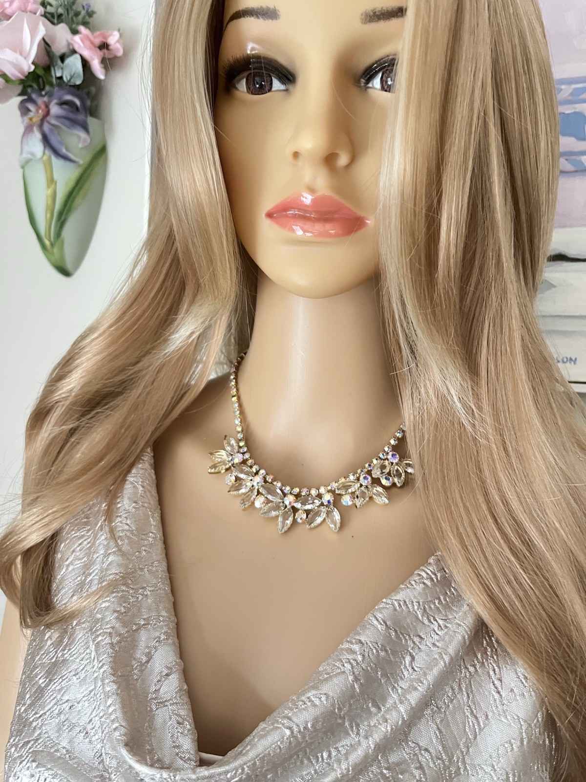 🔥Vint. AB Clear-Champagne Rhinestone Necklace Not Signed (was $99)