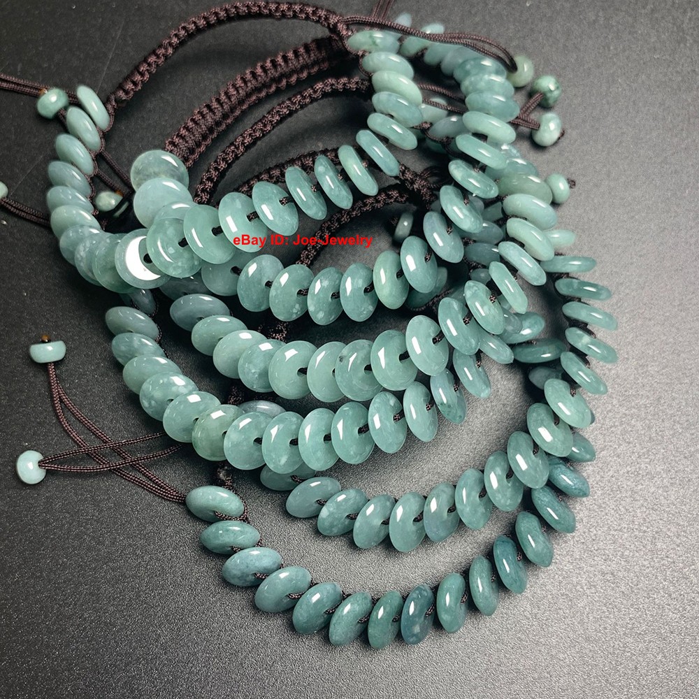 Natural Jadeite Bracelet Grade A Jade 8mm Safety Bead Adjustable Coffee Bracelet