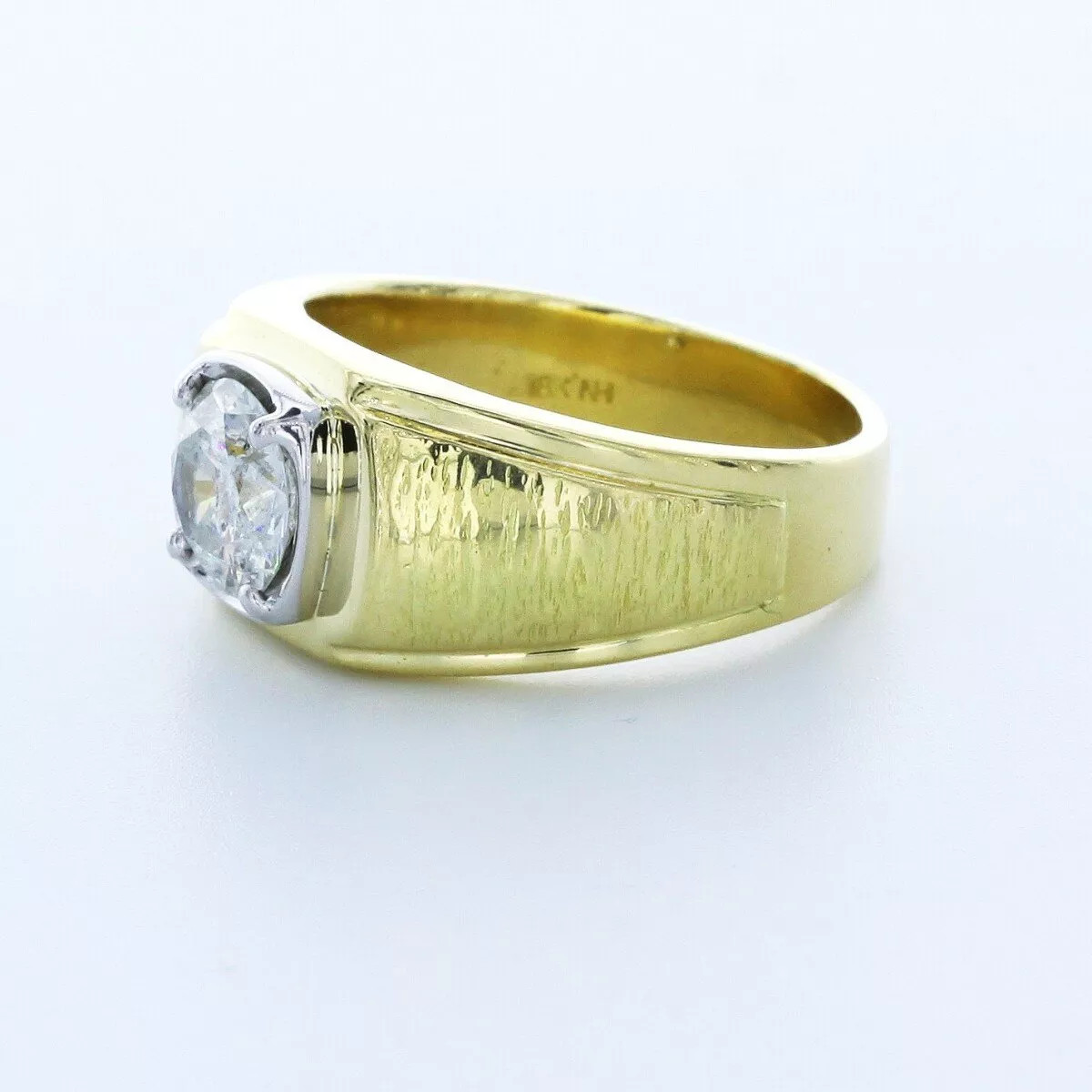 Solitaire Mens Ring Solid 18K Yellow Gold 1.54 CT Round Lab-Grown Diamond F SI2