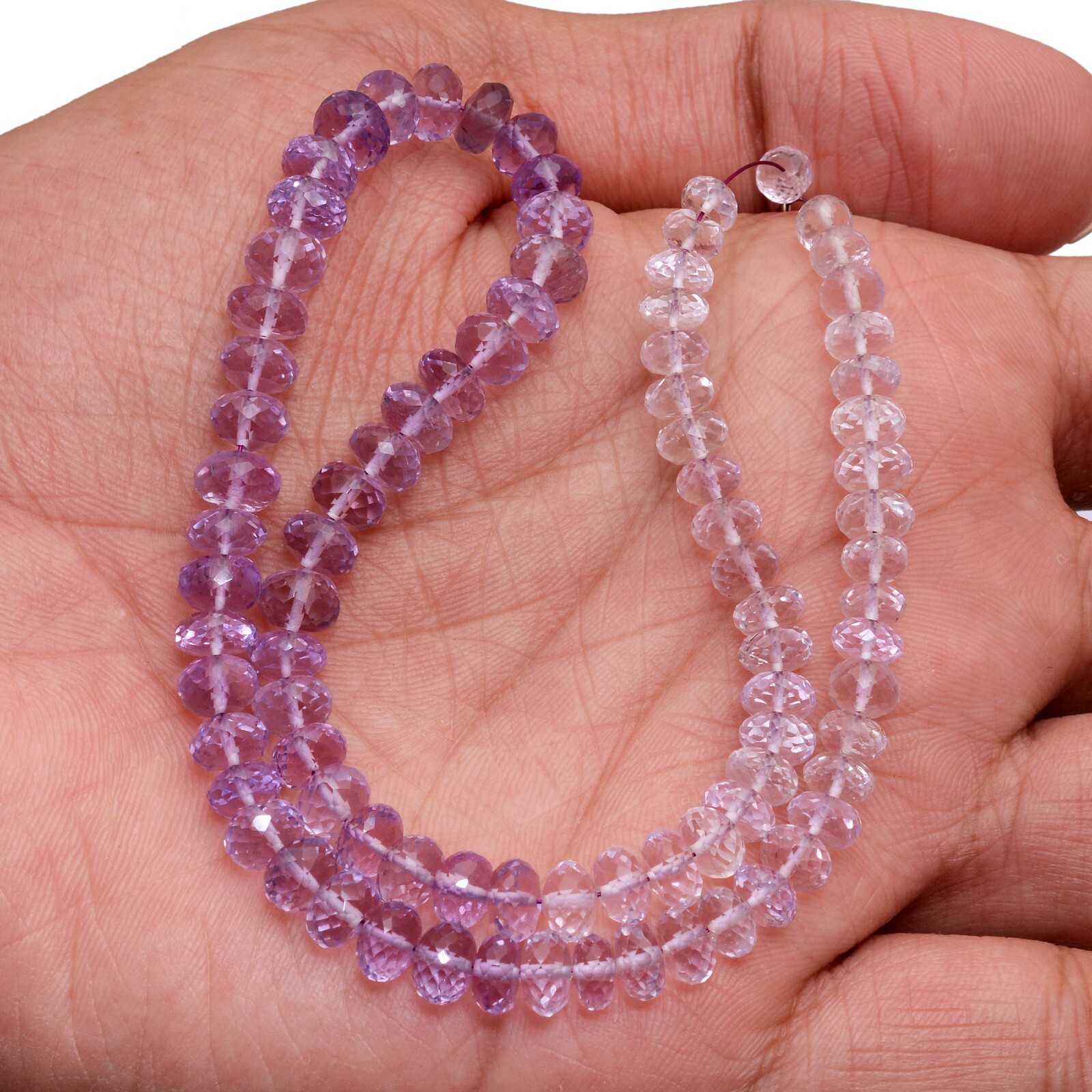 AAA+ Amethyst Gemstone 5mm-7mm Rondelle Faceted Beads | 14inch Shaded Strand