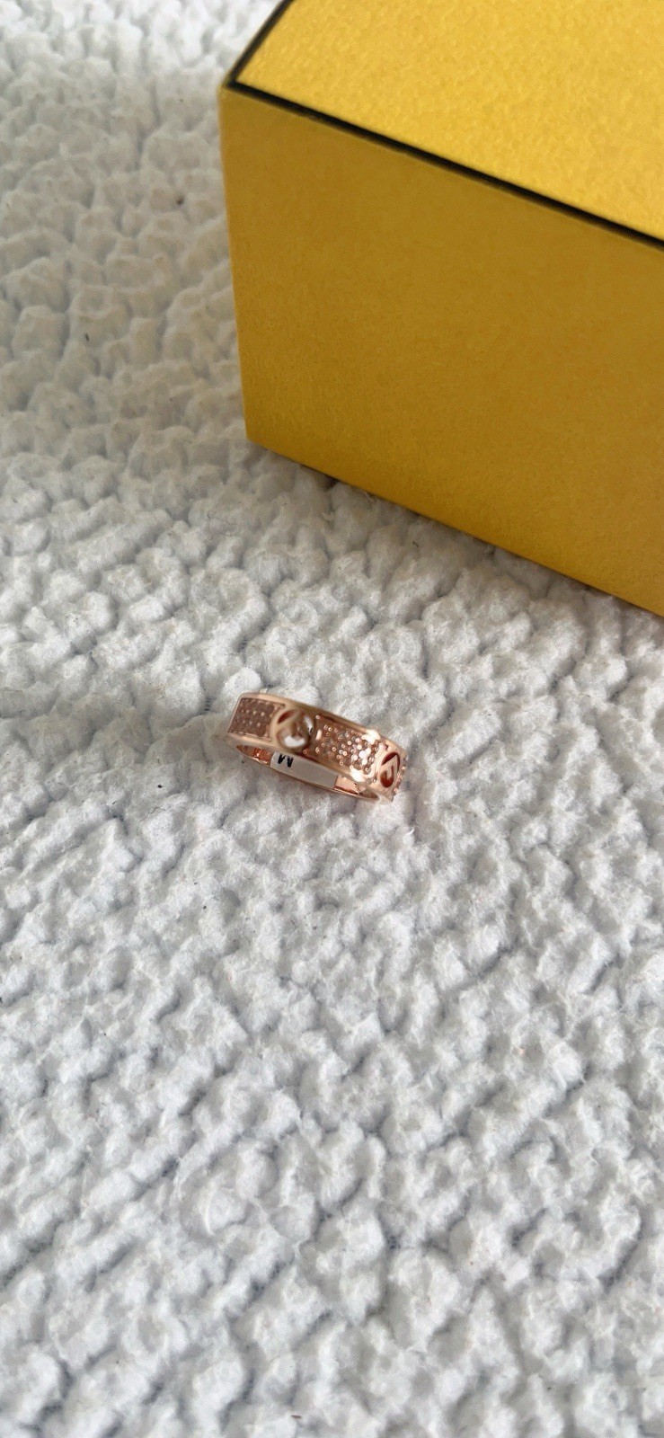 Fendi F Is Fendi Ring Crystal in Rose Size Medium/ M
