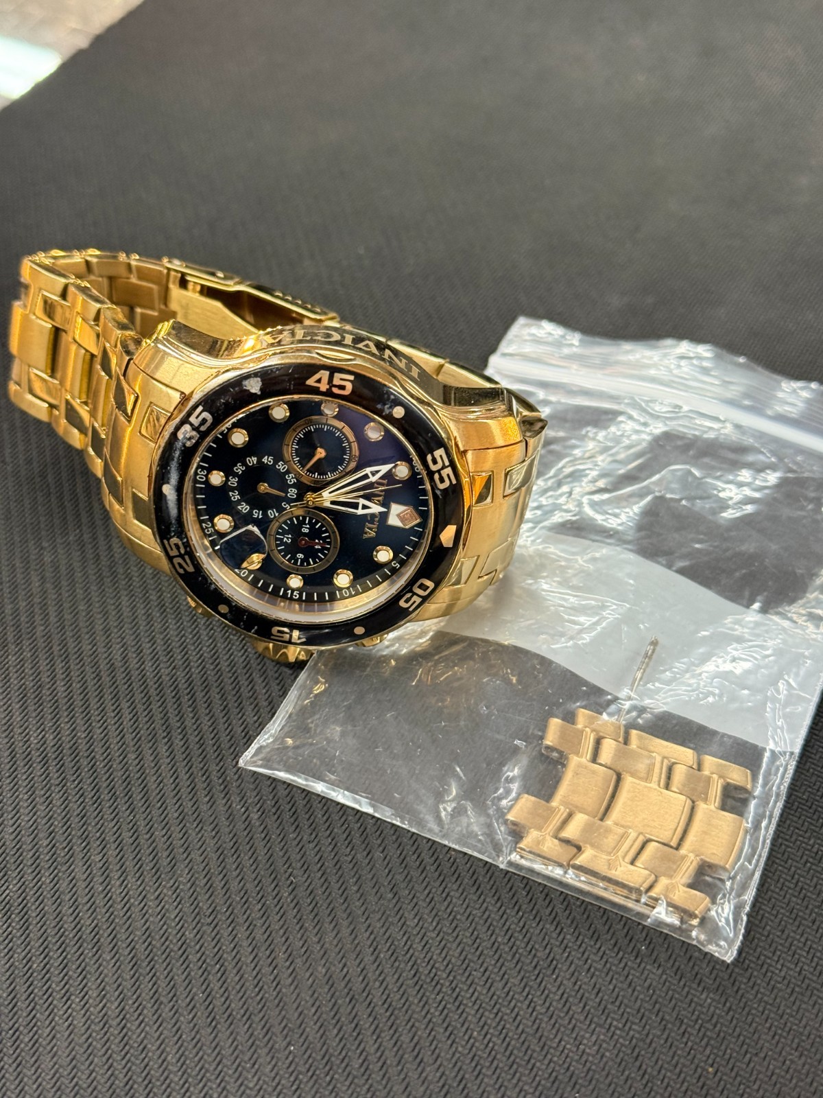 Invicta Pro Diver Model 21922 Gold and Black Face Watch-Flame Fusion Crystal