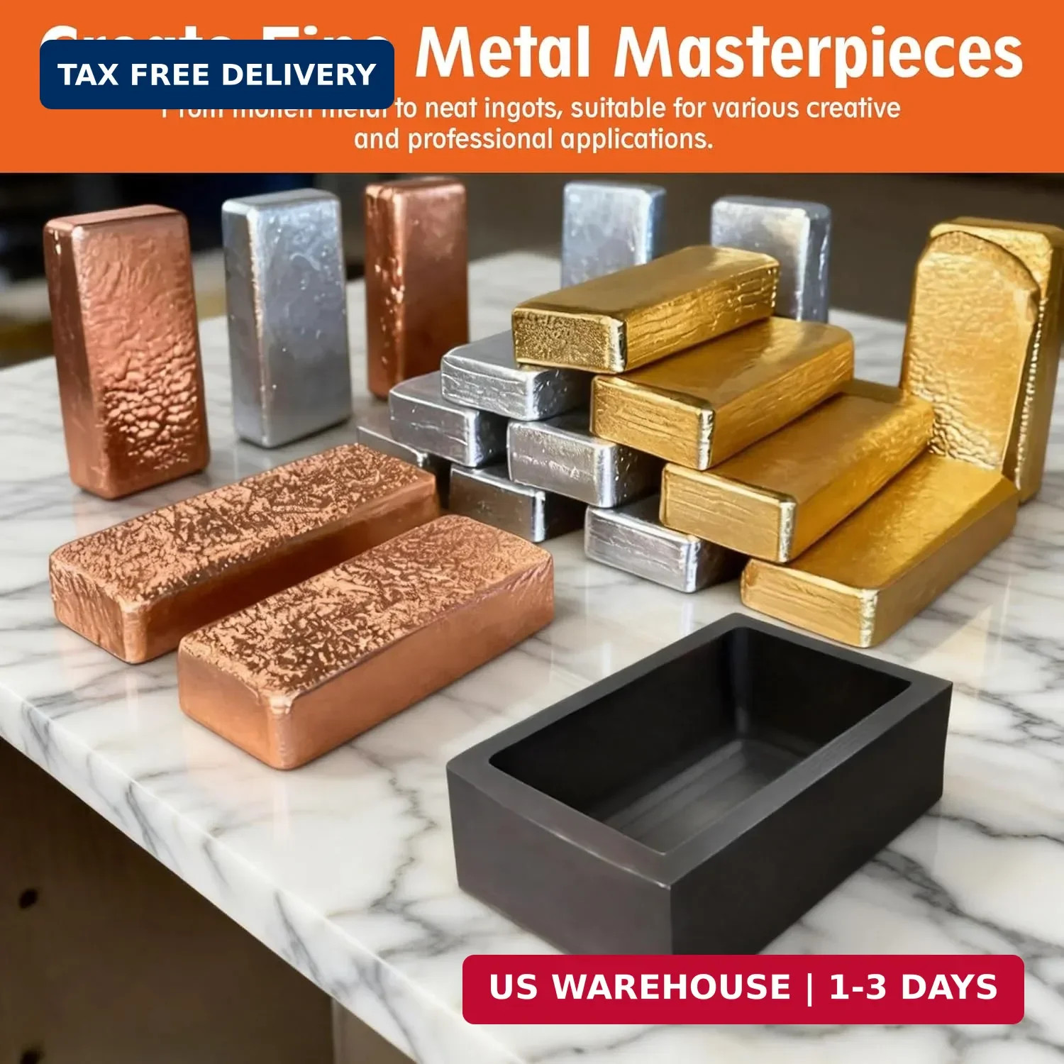 4 Pcs 1Kg High-Purity Graphite Ingot Molds for Casting Gold Silver Aluminum Copp