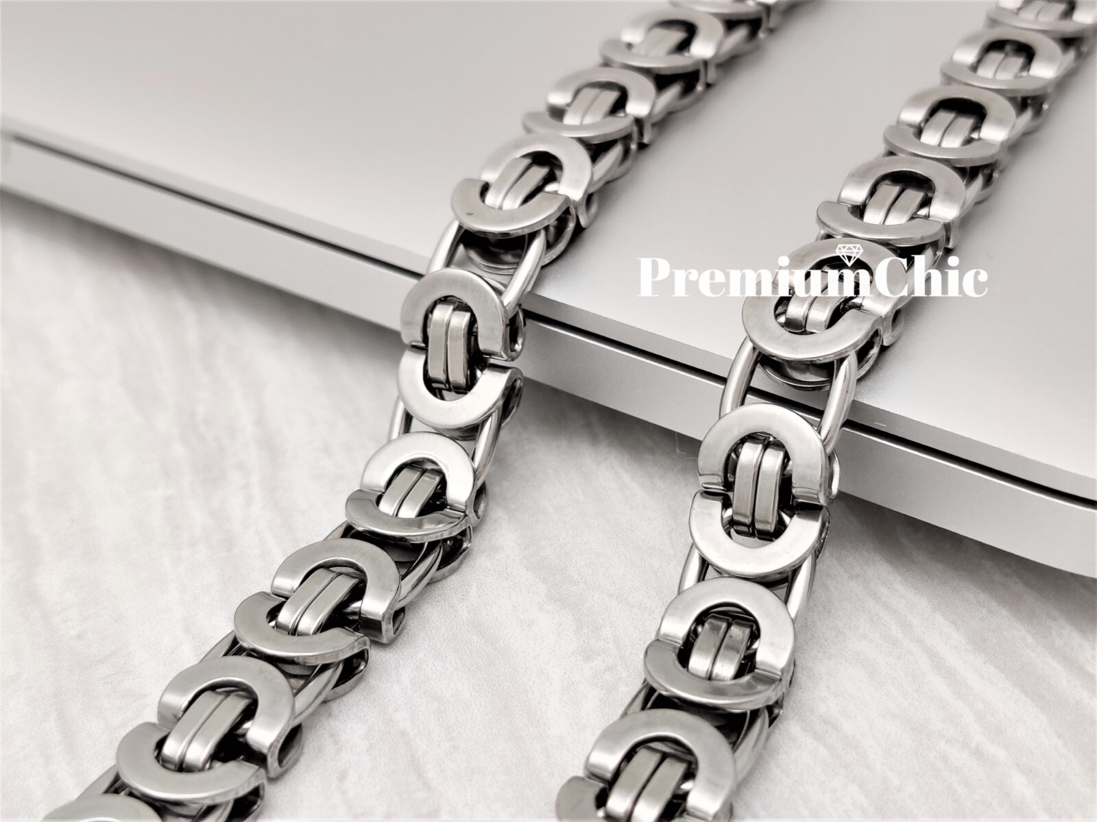 11mm Men’s Silver Flat Byzantine Chain Necklace 316L Stainless Steel 18″-30″